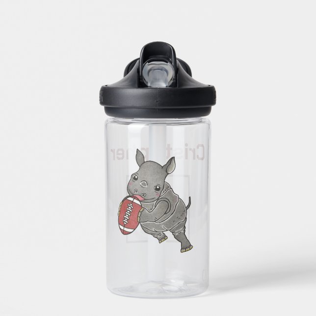 Cute Rhino Américain Football Enfants Bouteille d' (Avant)