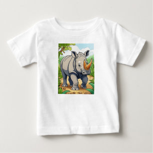 Cute Rhinoceros Cartoon Sticker Style Baby T-shirt