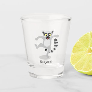 Cute ring tail lemur dancing cartoon illustration schnapsglas