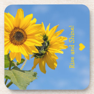 Cute Rise and Shine Sunflowers Upload Foto von Tex Getränkeuntersetzer