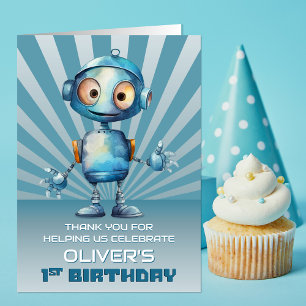 Cute Robot Thème 1er anniversaire Merci