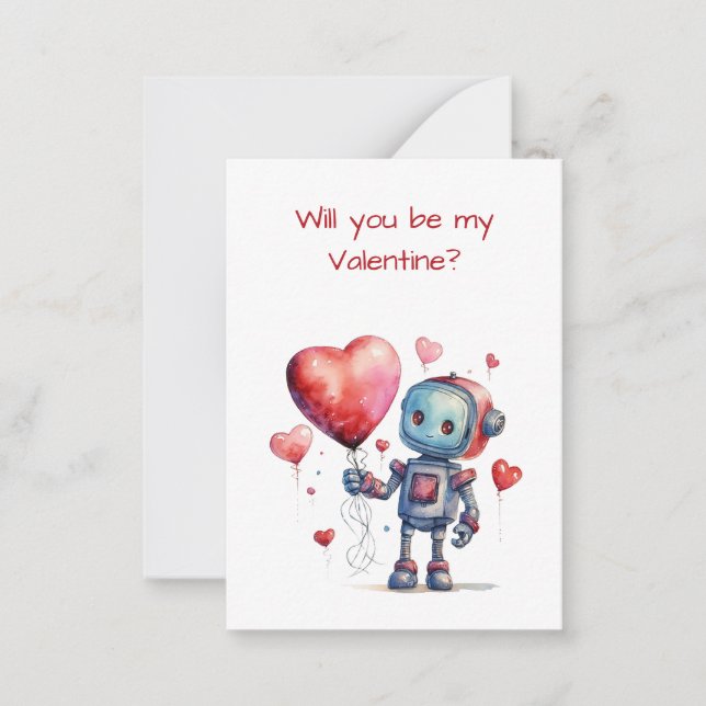Cute Robot Valentine Classe Exchange Carte Plat (Devant)