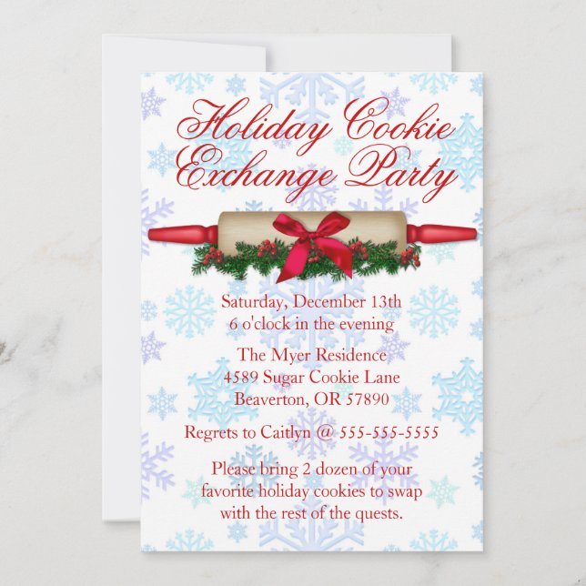 Cute Rolling Pin Cookie Exchange Invitation de vac (Devant)