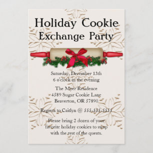Cute Rolling Pin Cookie Exchange Invitation de vac