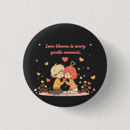 Cute Romantic Anime Couple - Love Moment Button