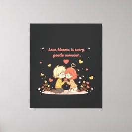 Cute Romantic Anime Couple - Love Moment Leinwanddruck