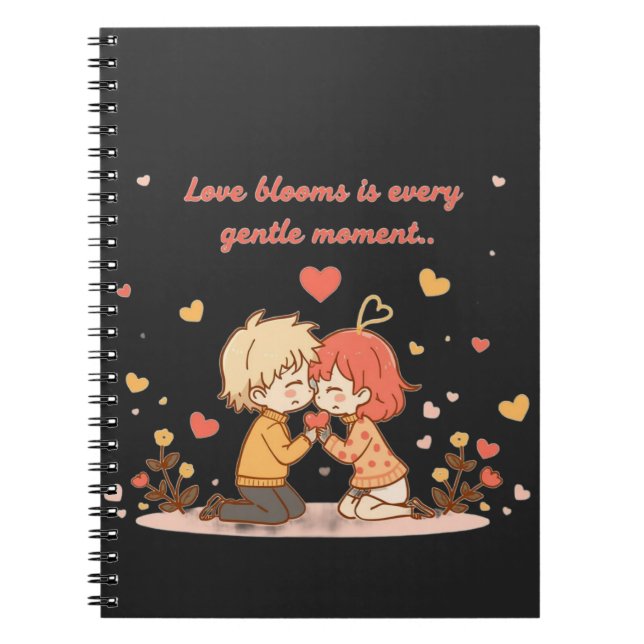 Cute Romantic Anime Couple - Love Moment Notizblock (Vorderseite)