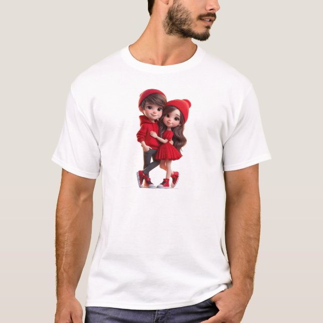 Cute Romantic Couple T-Shirt – Valentine Love  (Vorderseite)
