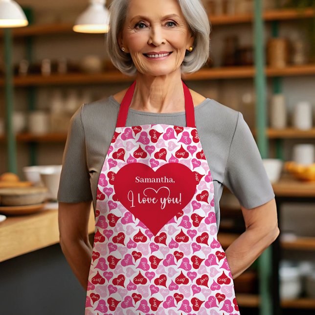 Cute Romantic Heart Design Personalized Valentine  Schürze (Cute Romantic Heart Design Personalized Valentine Apron)