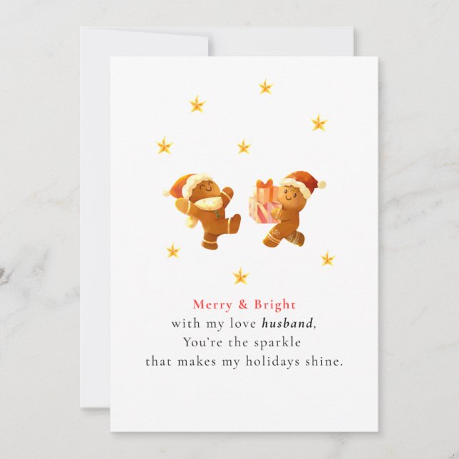 Cute Romantic Husband Christmas Card Feiertagskarte (Vorderseite)