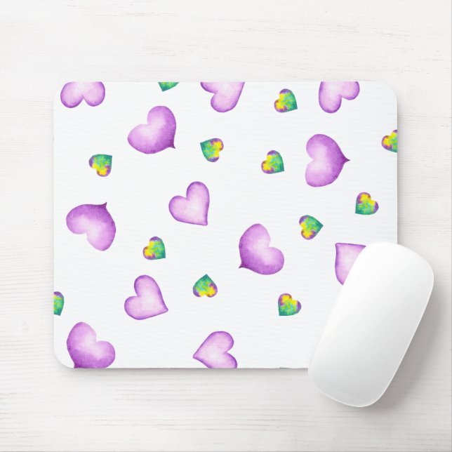 Cute Romantic  Purple Heart Valentine's Day   Mousepad (Mit Mouse)