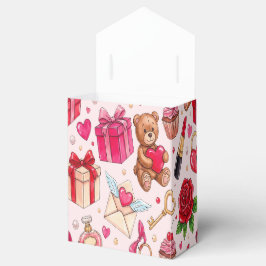 Cute Romantic Red & Pink Watercolor Love Pattern Geschenkschachtel