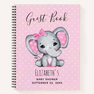 Cute Rose Baby Elephant Baby shower livre d'invité