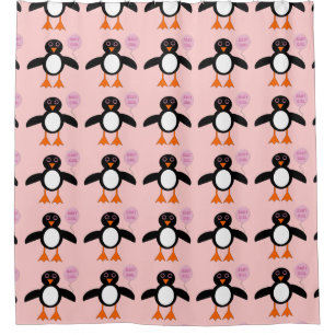 Cute Rose Baby Girl Penguin Douche rideau