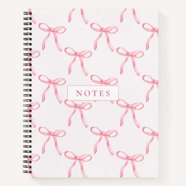 Cute Rose Bow Nom personnalisé Carnet spiral (Devant)