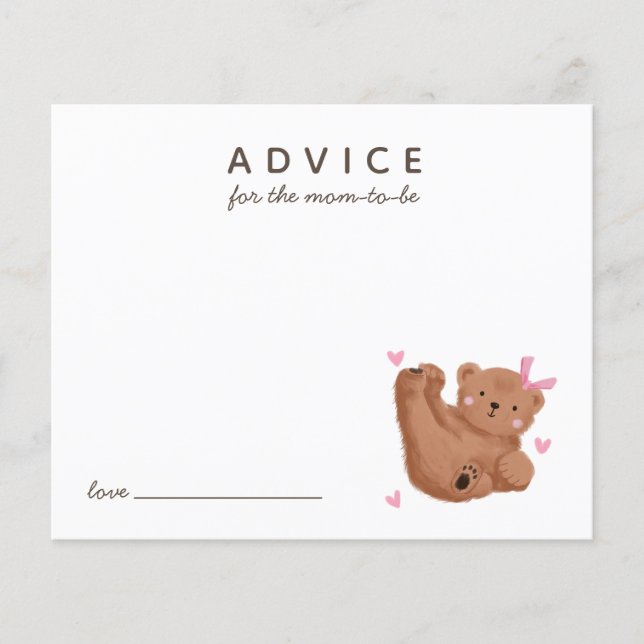 Cute Rose Cub Bear Conseils pour la carte maman (Devant)