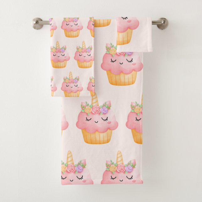 Cute rose Cupcake Unicorne avec Rose Patterné (En situation)