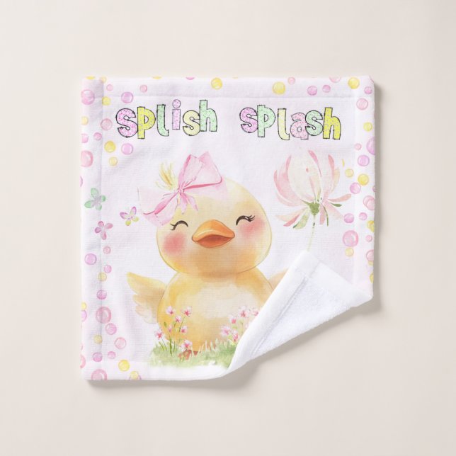 Cute Rose fille Canard en caoutchouc (Gant de toilette)