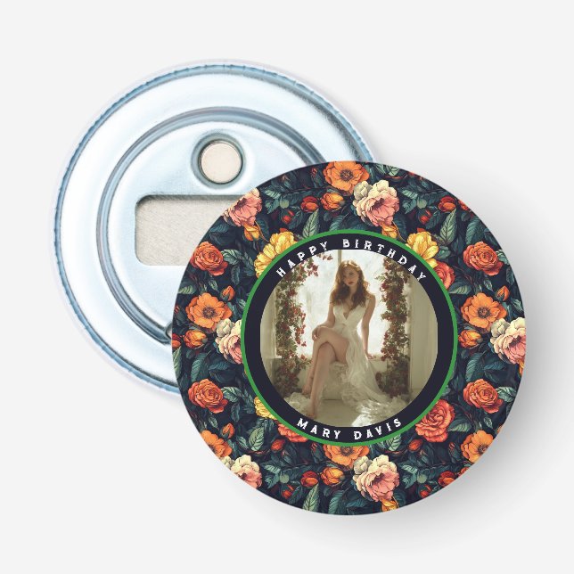 Cute Rose Flower Spring Birthday Flaschenöffner (Vorderseite)