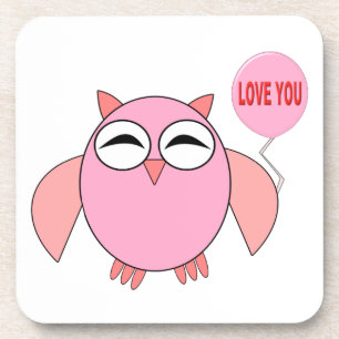 Cute Rose Love You Owl Dessous de verre