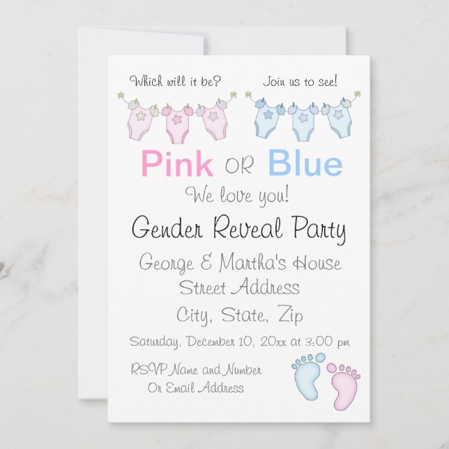 Cute rose ou bleu Genre Reveillez Invitation (Devant)