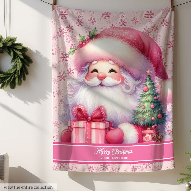 Cute Rose Père Noël Nom Couverture Filles Cadeau d (Cute Pink Santa Name Blanket Girls Holiday Gift)