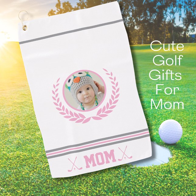 Cute Rose Wreath Photo Maman Golf Serviette (Cute Pink Photo Mom Golf Towel
)