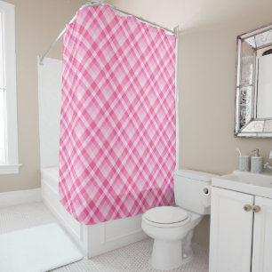Cute Rosy rose Plaid Motif rideau de douche