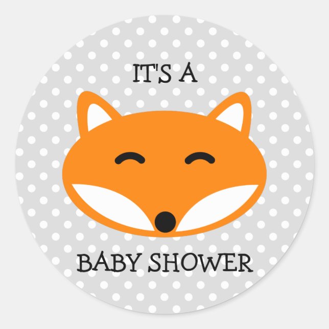 Cute rote Fuchs Babyduschkleber mit Polka-Punkten Runder Aufkleber (Vorderseite)