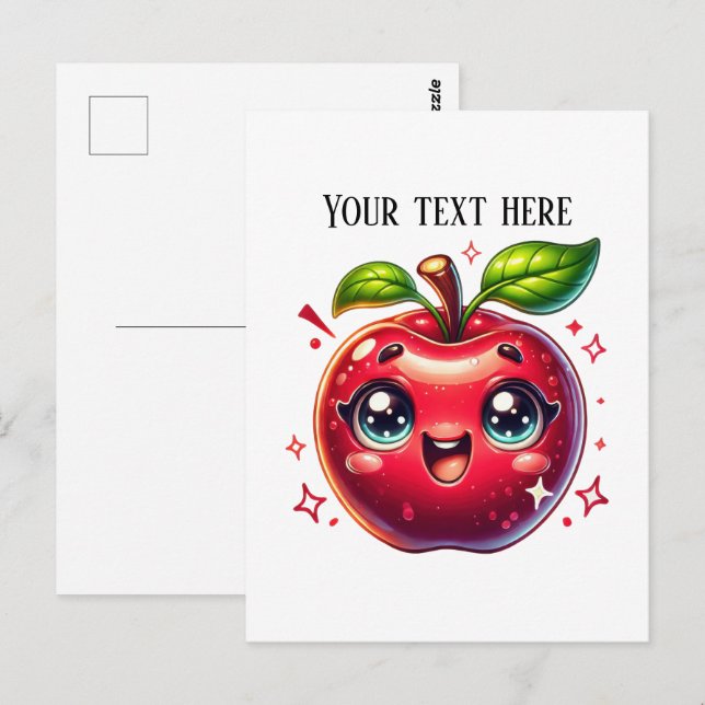 Cute roter Apfel anpassbar  Postkarte (Vorne/Hinten)