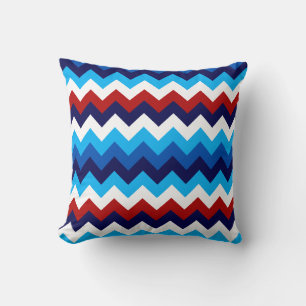 Cute Rouge Blanc Bleu Chevrons Jeter Oreiller