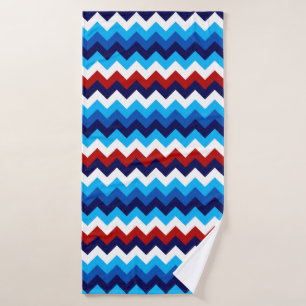 Cute Rouge Blanc Bleu Chevrons Serviette de bain