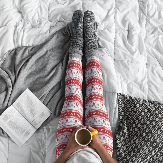 Cute Rouge & Blanc Leggings de Noël (Créateur téléchargé)