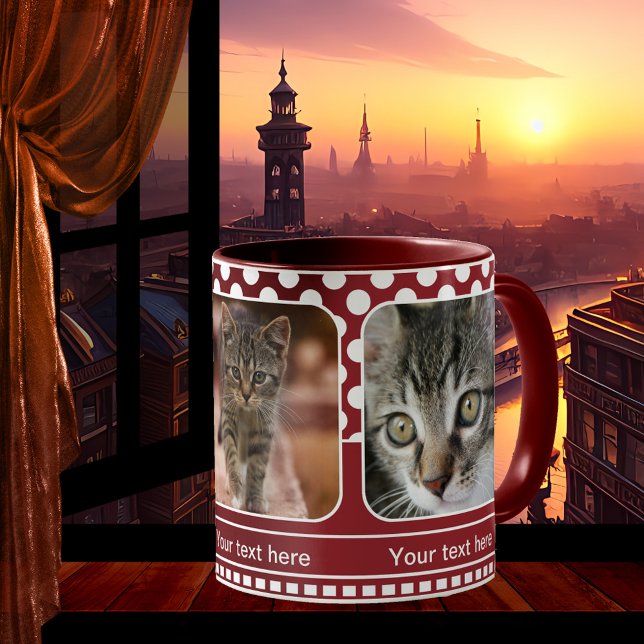 Cute Rouge Personnalisé Chat Photo Mug (Créateur téléchargé)