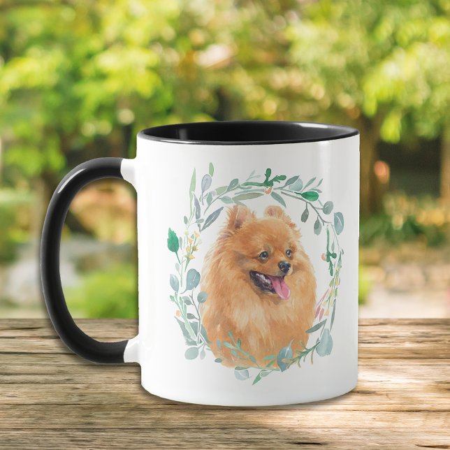 Cute Rouge Poméranienne Wreath Coffee Mug (Créateur téléchargé)