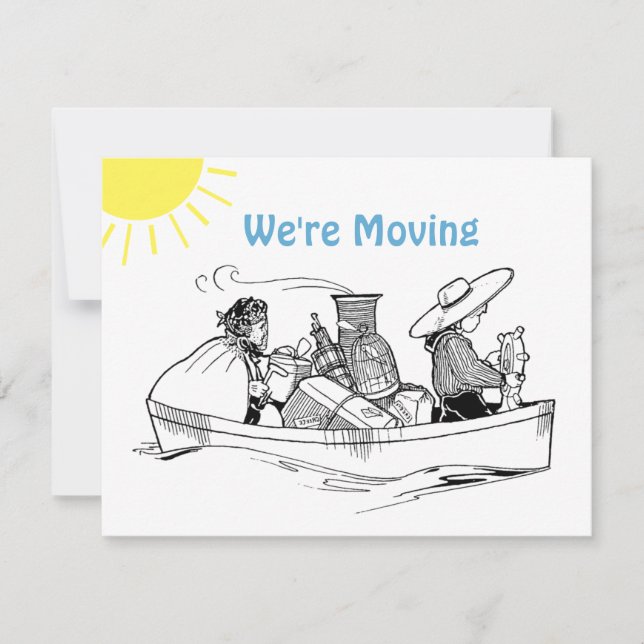 Cute Row Boat Flat We're Moving Faire-part Card (Devant)