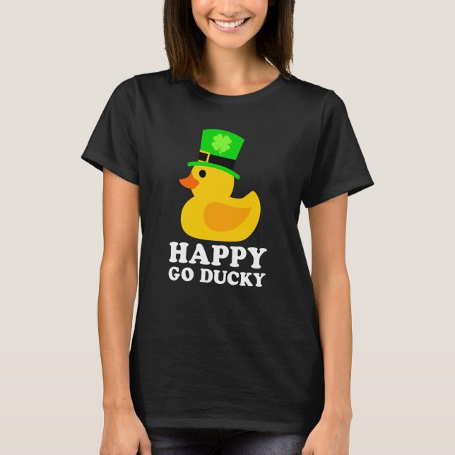 Cute Rubber Duck Lucky Four Leaf C Leprechaun Hat  T-Shirt (Vorderseite)