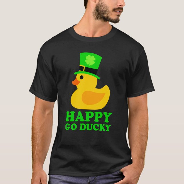 Cute Rubber Duck Lucky Four Leaf C Leprechaun Hat T-Shirt (Vorderseite)