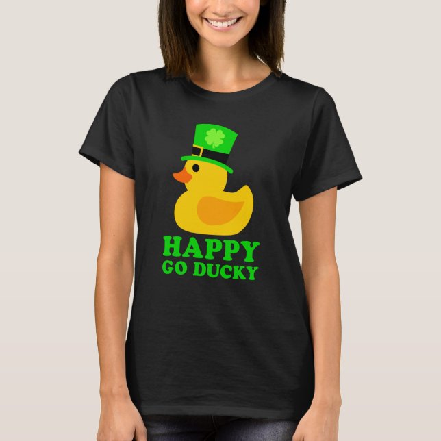 Cute Rubber Duck Lucky Four Leaf C Leprechaun Hat T-Shirt (Vorderseite)