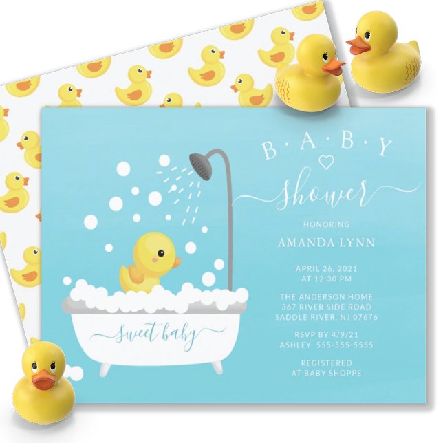 Cute Rubber Duck Shower Baby Invitation Einladung (Von Creator hochgeladen)