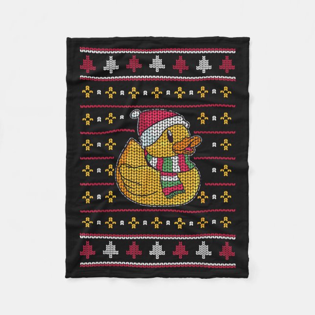 Cute Rubber Duckie Duck Christmas Santa Clause  Fleecedecke (Vorderseite)