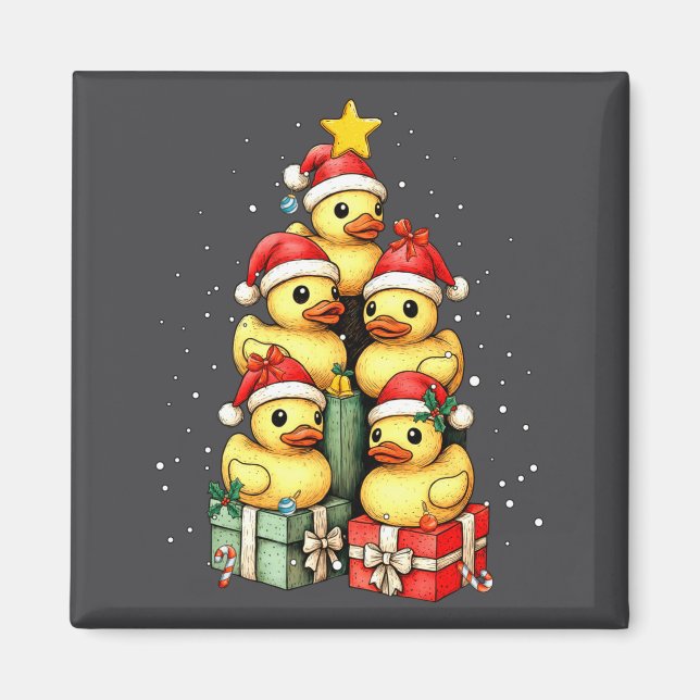 Cute Rubber Ducks Le Duckie Christmas Tree Xmas Ha Magnet (Vorne)