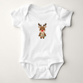 Cute Rudolph Red Nose Reindeer Kids Christmas Baby Strampler