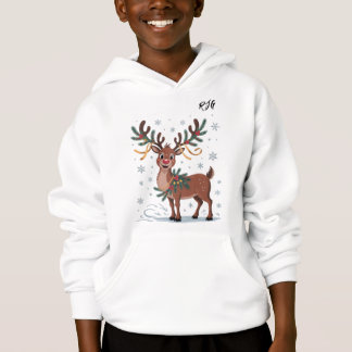 Cute Rudolph with Gold Accents Initials Hoodie