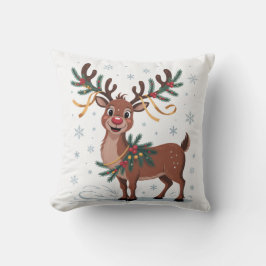 Cute Rudolph with Gold Accents Kissen
