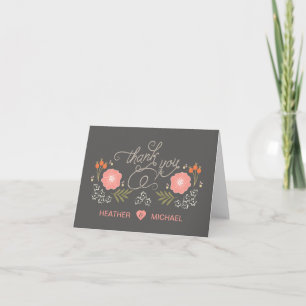 Cute Rustic Floral Merci Cartes