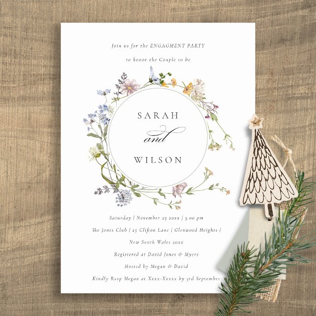 Cute Rustic Meadow Floral Fiançailles Invitation (Créateur téléchargé)
