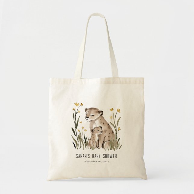 Cute Rustic Mum and Baby Tiger Foliage Baby Shower Tragetasche (Vorne)