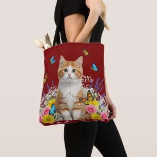 Cute Sac fourre-tout chat et papillon