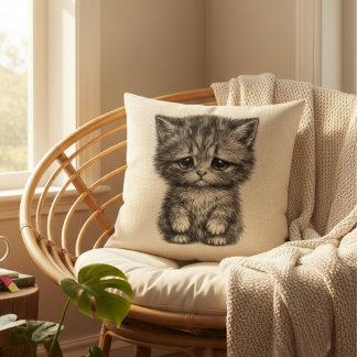Cute Sad Kitten Decorative Pillow Kissen